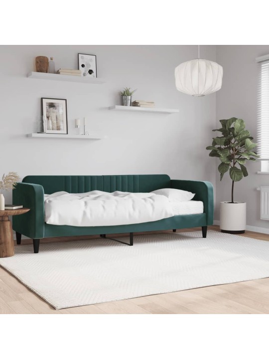 Válenda s matrací tmavě zelená 80 x 200 cm samet