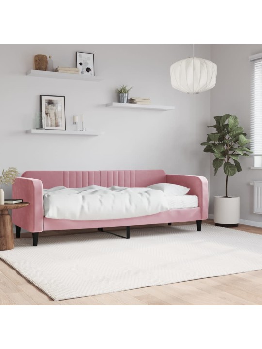 Válenda s matrací růžová 80 x 200 cm samet