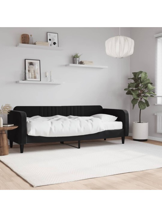 Válenda s matrací černá 80 x 200 cm samet