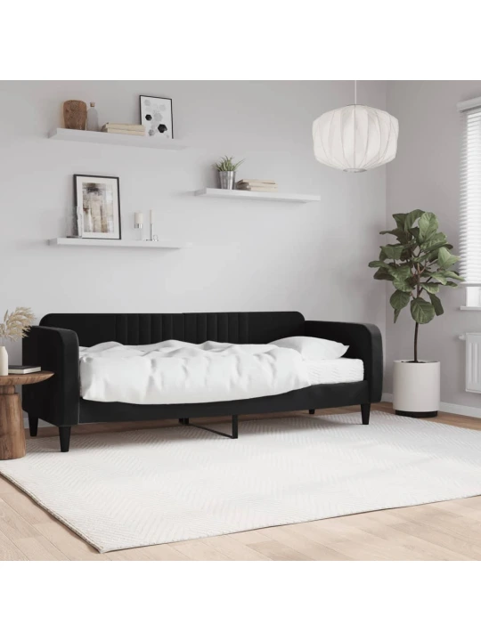 Válenda s matrací černá 80 x 200 cm samet