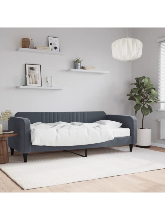 Válenda s matrací tmavě šedá 90 x 200 cm samet