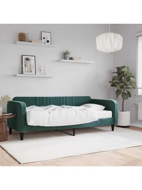 Válenda s matrací tmavě zelená 90 x 200 cm samet