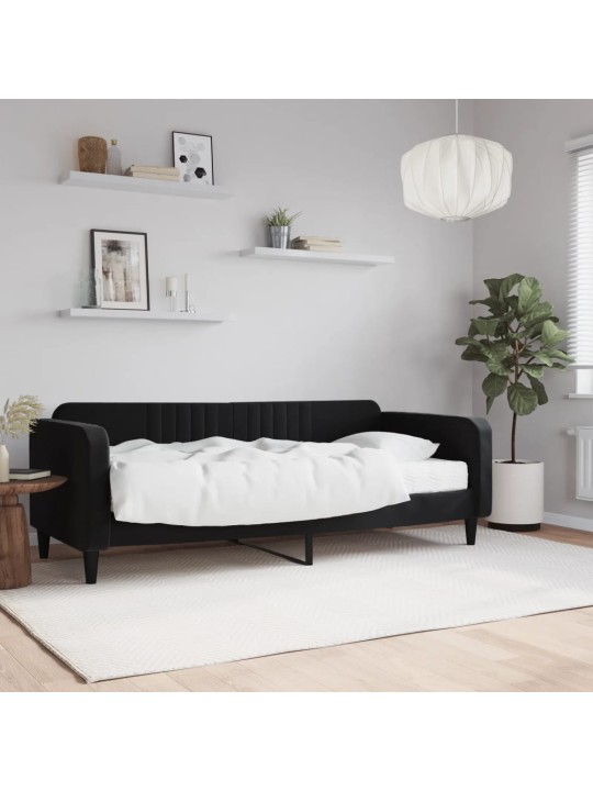 Válenda s matrací černá 90 x 200 cm samet