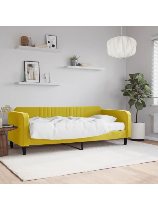 Válenda s matrací žlutá 90 x 200 cm samet