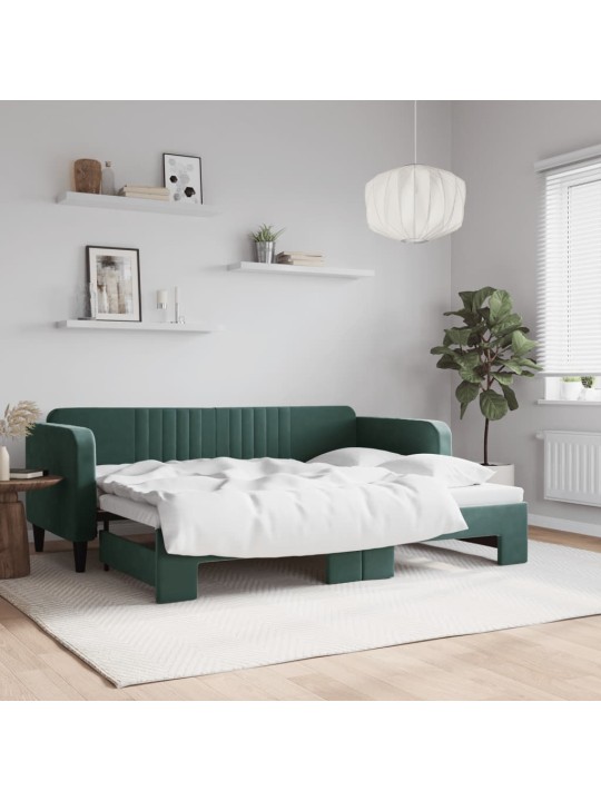 Válenda s přistýlkou tmavě zelená 80 x 200 cm samet