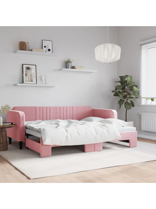 Válenda s přistýlkou růžová 80 x 200 cm samet