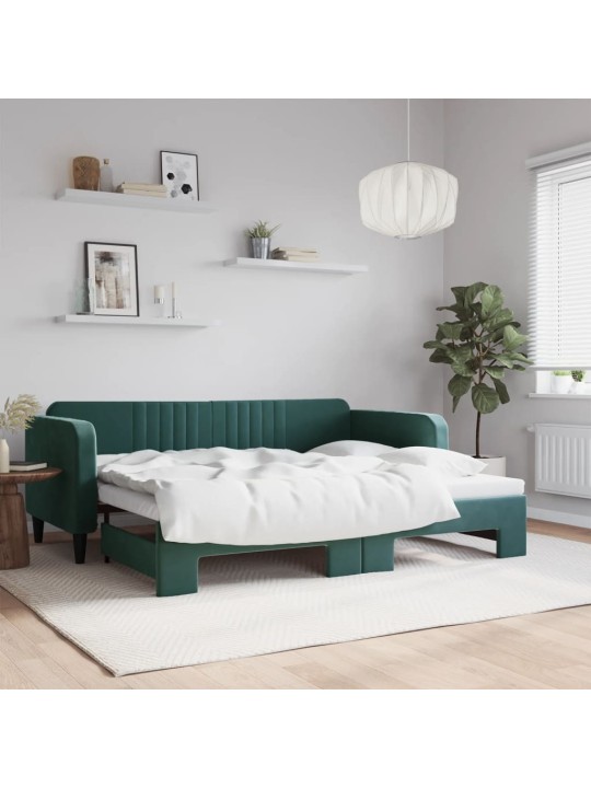 Válenda s přistýlkou tmavě zelená 90 x 200 cm samet