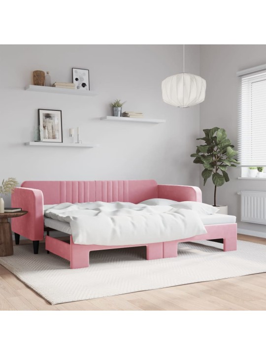 Válenda s přistýlkou růžová 90 x 200 cm samet