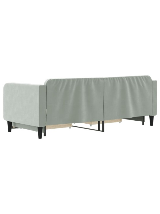 Válenda s přistýlkou a zásuvkami světle šedá 80 x 200 cm samet