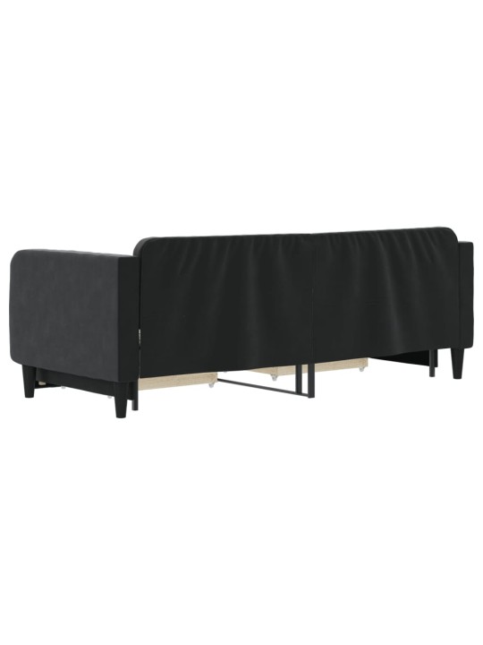 Válenda s přistýlkou a zásuvkami černá 80 x 200 cm samet