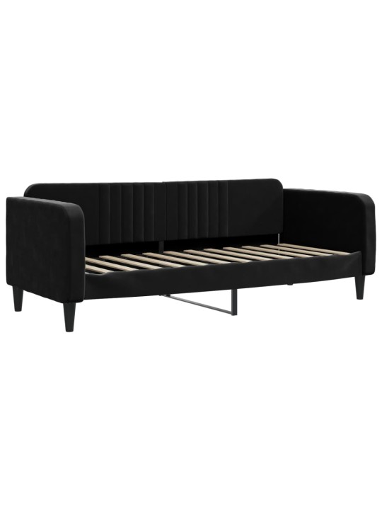 Válenda s přistýlkou a zásuvkami černá 80 x 200 cm samet