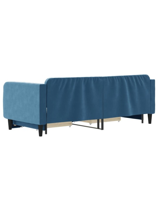 Válenda s přistýlkou a zásuvkami modrá 90 x 200 cm samet