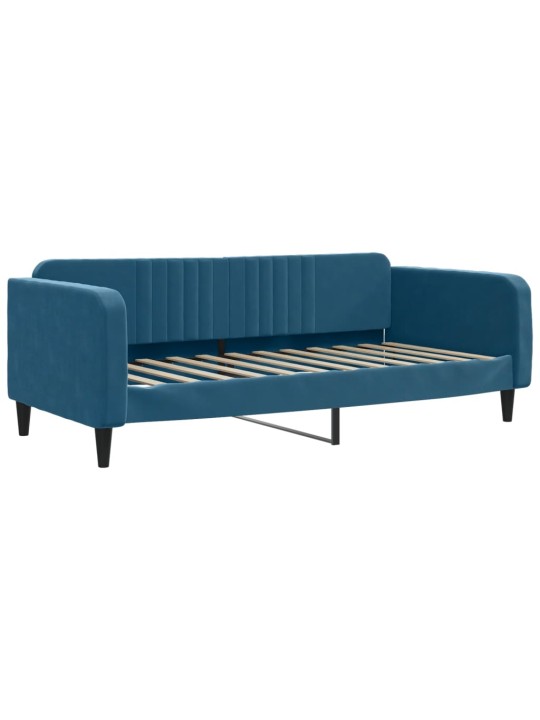Válenda s přistýlkou a zásuvkami modrá 90 x 200 cm samet