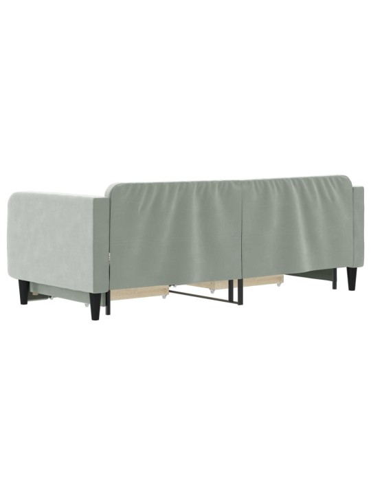 Válenda s přistýlkou a zásuvkami světle šedá 90 x 200 cm samet