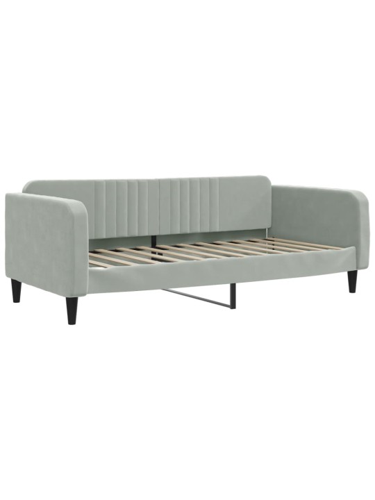 Válenda s přistýlkou a zásuvkami světle šedá 90 x 200 cm samet