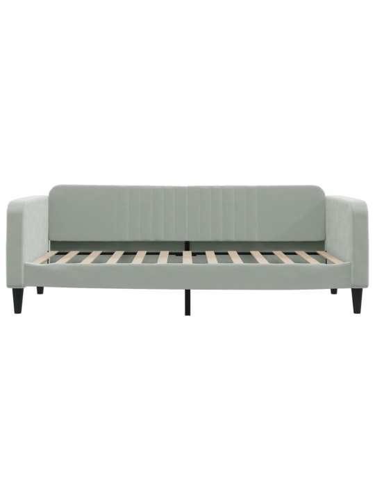Válenda s přistýlkou a zásuvkami světle šedá 90 x 200 cm samet