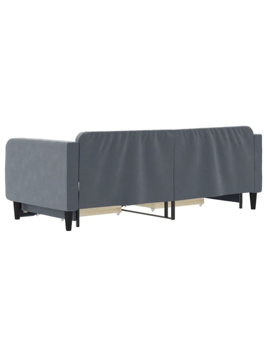 Válenda s přistýlkou a zásuvkami tmavě šedá 90 x 200 cm samet