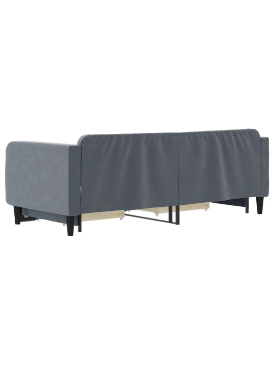 Válenda s přistýlkou a zásuvkami tmavě šedá 90 x 200 cm samet