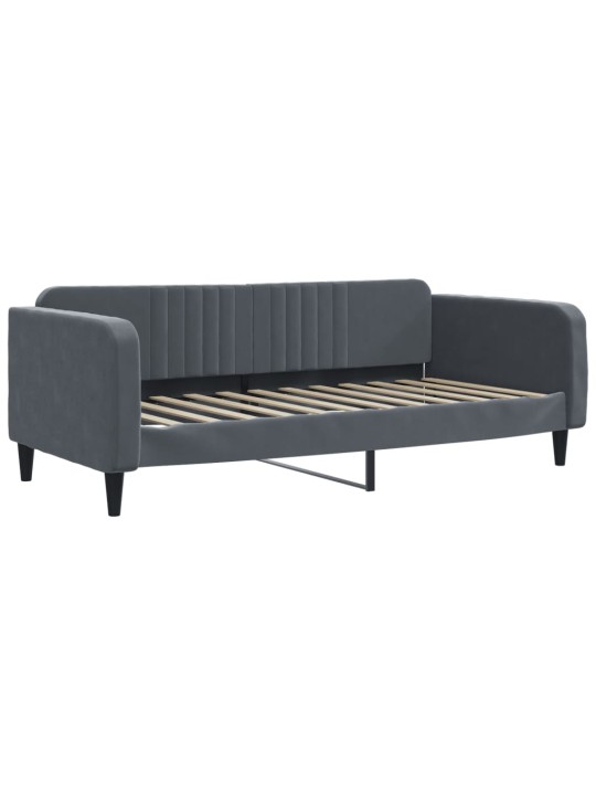 Válenda s přistýlkou a zásuvkami tmavě šedá 90 x 200 cm samet