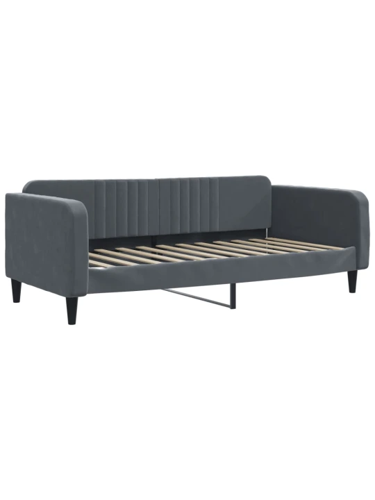 Válenda s přistýlkou a zásuvkami tmavě šedá 90 x 200 cm samet