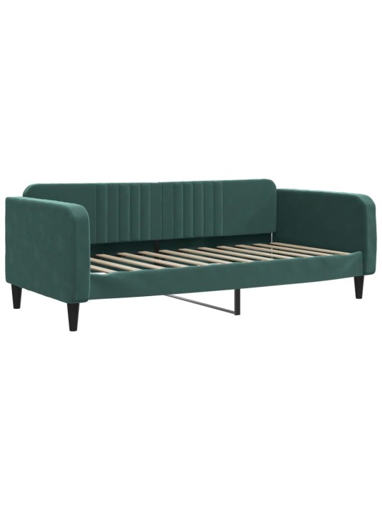 Válenda s přistýlkou a zásuvkami tmavě zelená 90 x 200 cm samet