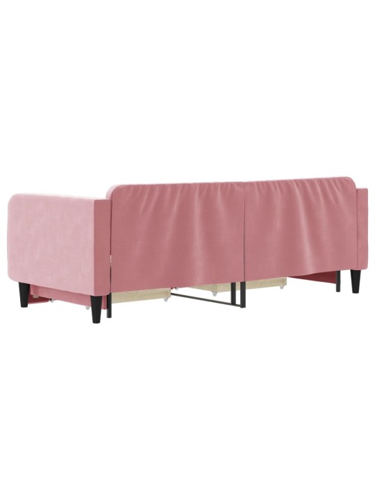 Válenda s přistýlkou a zásuvkami růžová 90 x 200 cm samet