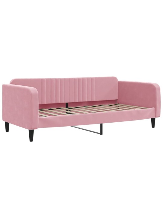 Válenda s přistýlkou a zásuvkami růžová 90 x 200 cm samet