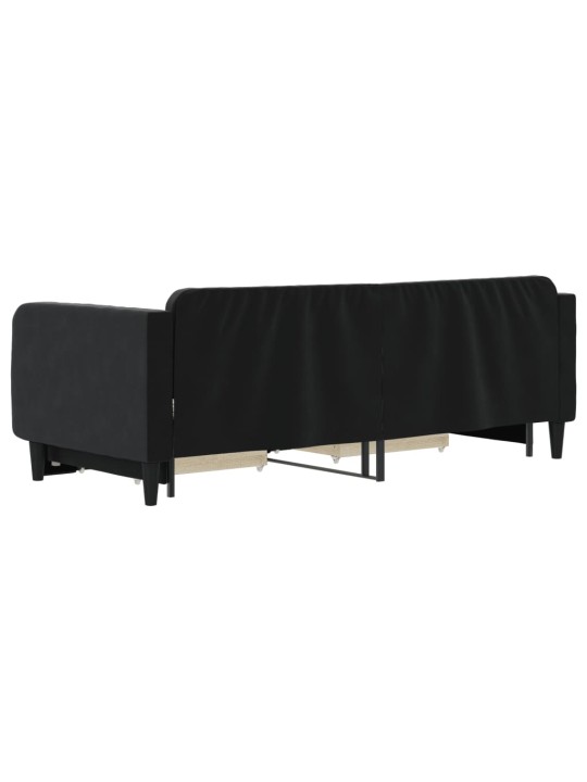 Válenda s přistýlkou a zásuvkami černá 90 x 200 cm samet