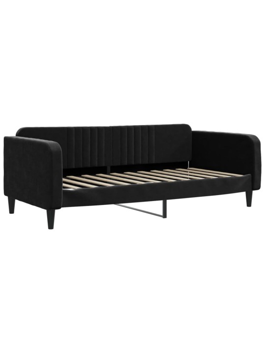 Válenda s přistýlkou a zásuvkami černá 90 x 200 cm samet