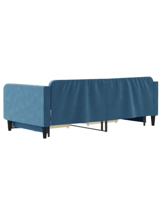 Válenda s přistýlkou a zásuvkami modrá 100 x 200 cm samet