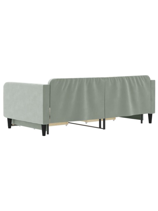 Válenda s přistýlkou a zásuvkami světle šedá 100 x 200 cm samet