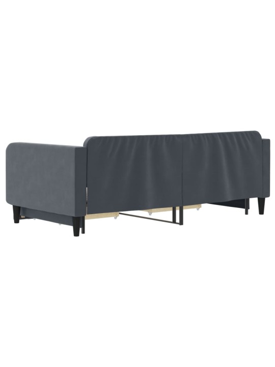 Válenda s přistýlkou a zásuvkami tmavě šedá 100 x 200 cm samet
