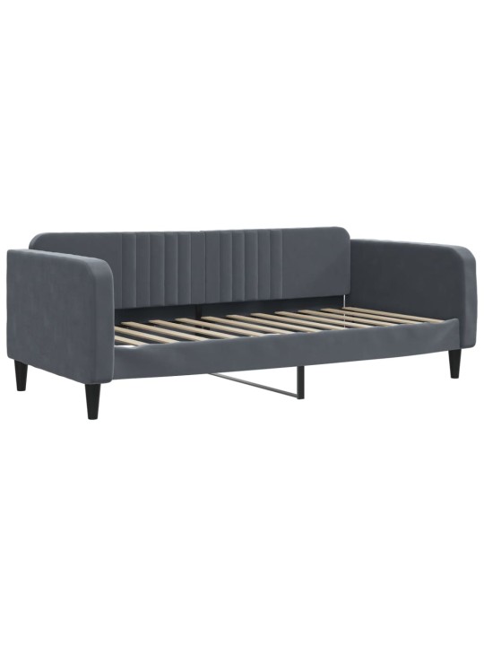 Válenda s přistýlkou a zásuvkami tmavě šedá 100 x 200 cm samet
