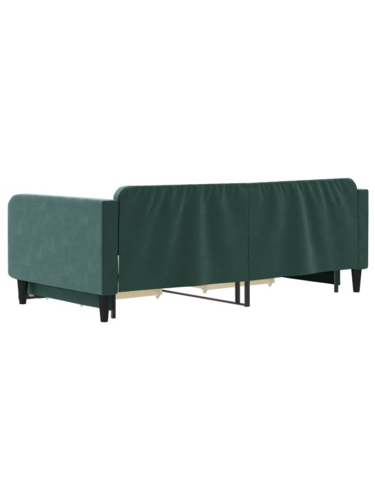 Válenda s přistýlkou a zásuvkami tmavě zelená 100x200 cm samet