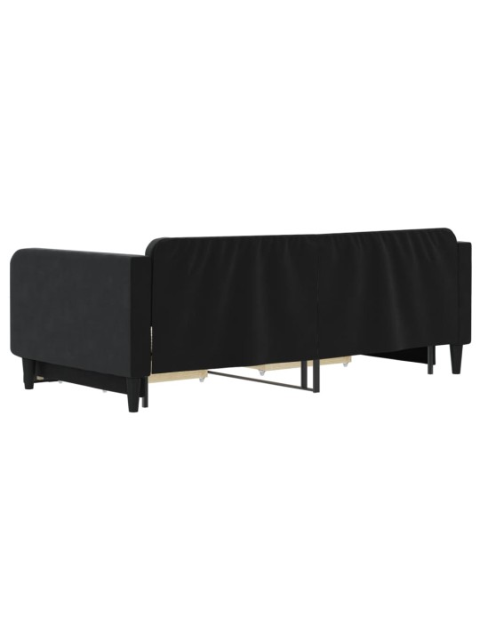 Válenda s přistýlkou a zásuvkami černá 100 x 200 cm samet