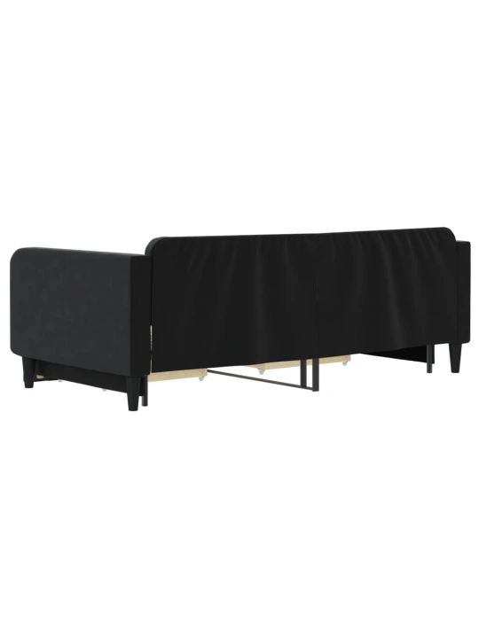 Válenda s přistýlkou a zásuvkami černá 100 x 200 cm samet