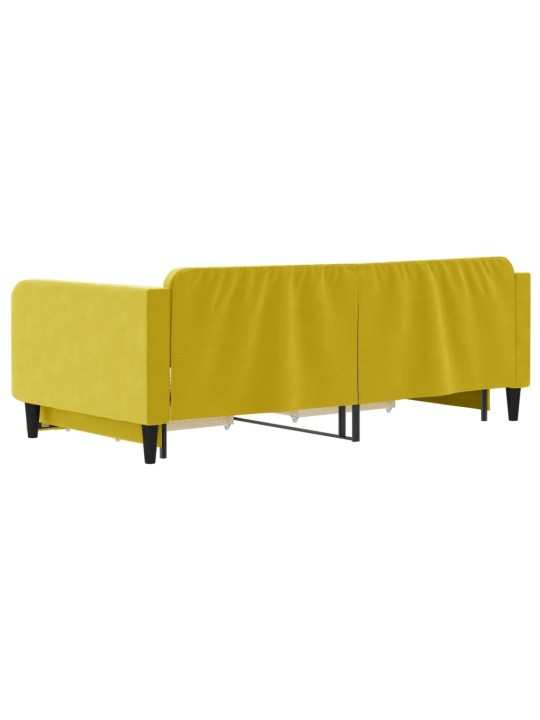 Válenda s přistýlkou a zásuvkami žlutá 100 x 200 cm samet