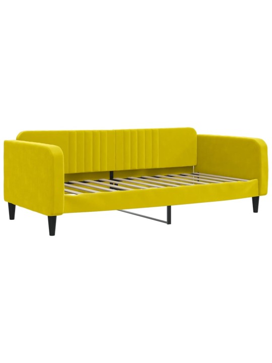 Válenda s přistýlkou a zásuvkami žlutá 100 x 200 cm samet