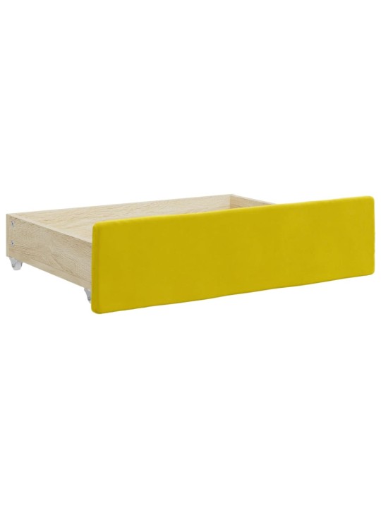 Válenda s přistýlkou a zásuvkami žlutá 100 x 200 cm samet