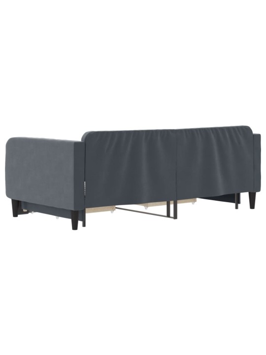 Válenda s přistýlkou a zásuvkami tmavě šedá 90 x 190 cm samet
