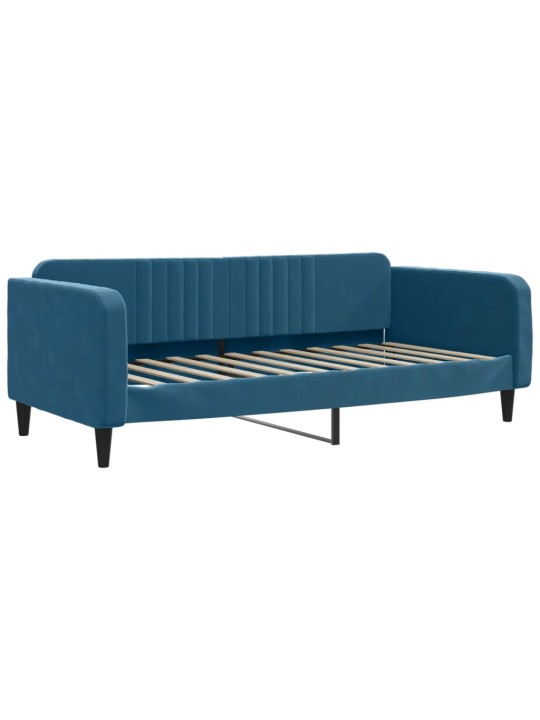 Válenda s přistýlkou a zásuvkami modrá 90 x 200 cm samet