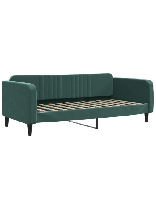 Válenda s přistýlkou a zásuvkami tmavě zelená 90 x 200 cm samet