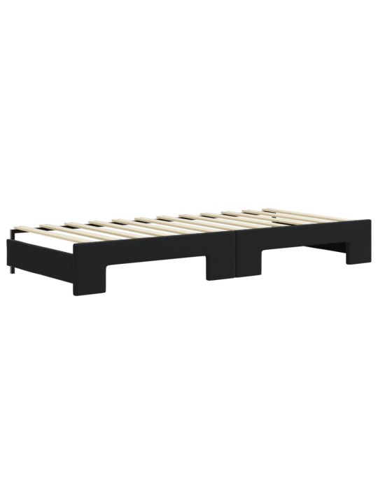 Válenda s přistýlkou a zásuvkami černá 90 x 200 cm samet
