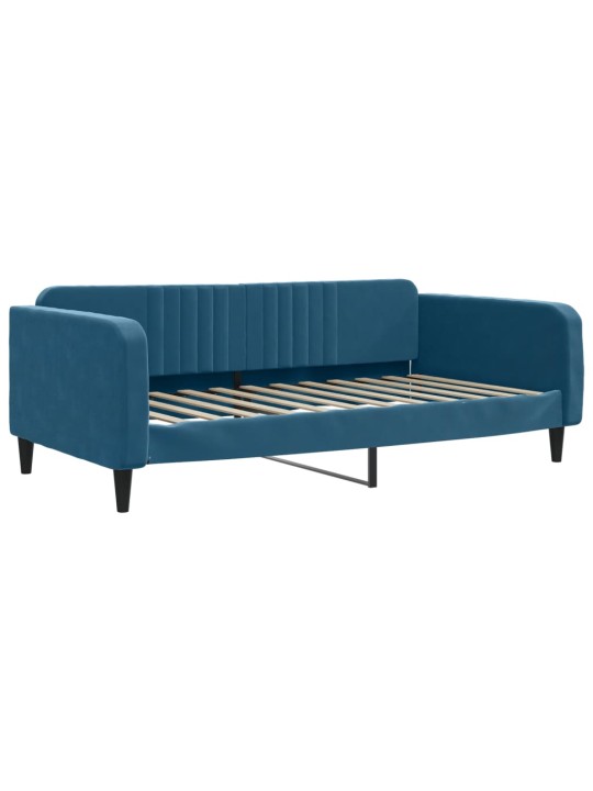 Válenda s přistýlkou a zásuvkami modrá 100 x 200 cm samet