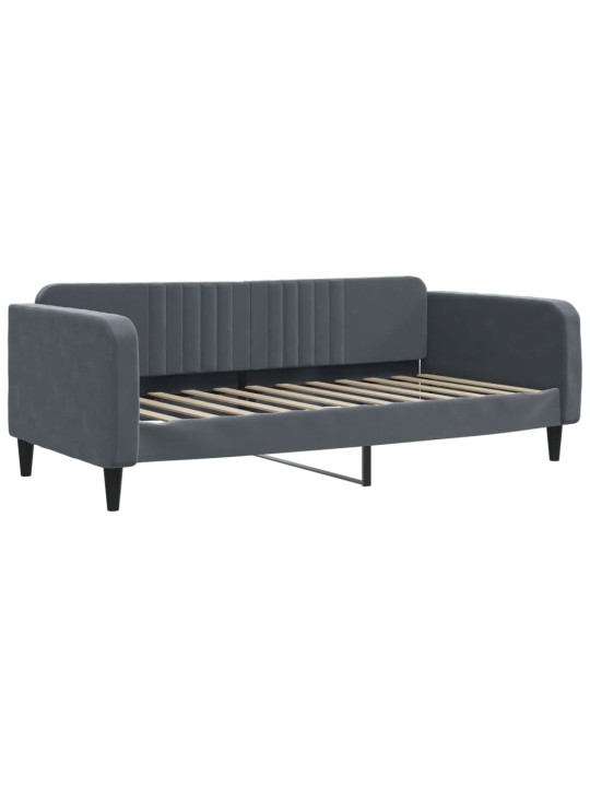 Válenda s přistýlkou a zásuvkami tmavě šedá 100 x 200 cm samet