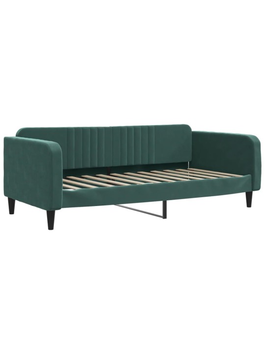 Válenda s přistýlkou a zásuvkami tmavě zelená 100x200 cm samet