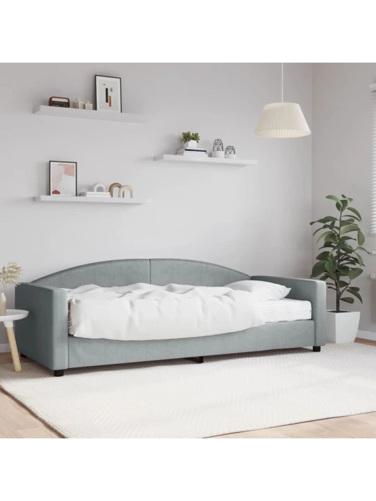 Válenda s matrací světle šedá 90 x 200 cm textil