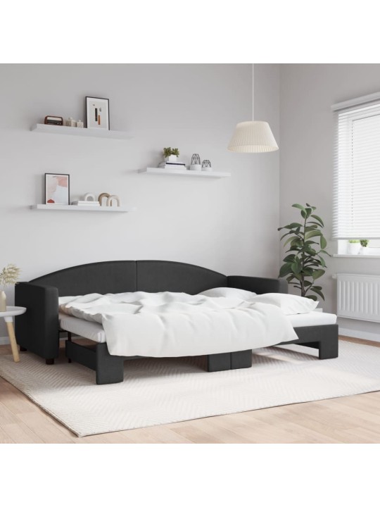 Válenda s přistýlkou černá 80 x 200 cm textil