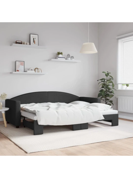 Válenda s přistýlkou černá 80 x 200 cm textil