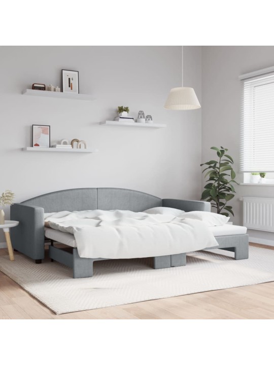 Válenda s přistýlkou světle šedá 90 x 200 cm textil